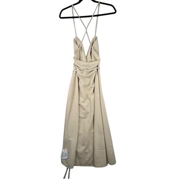 ASOS DESIGN Strappy Cupped Skater Midi Dress Natural Stone Size 10 Open Back - Picture 6 of 12